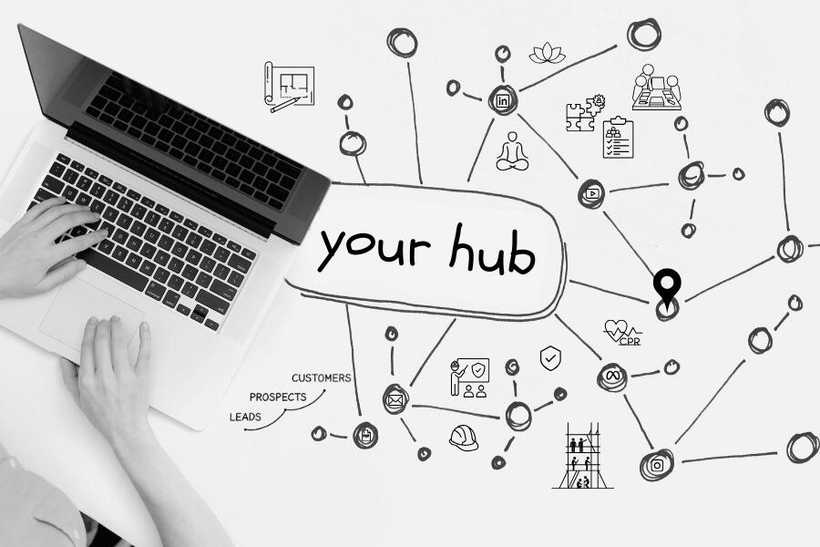 A business team surrounding a laptop is happy about lead generation results.